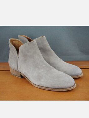Frye Melissa Shootie Ankle Boots Womens 9 US Gray Suede Leather Zip Pull On